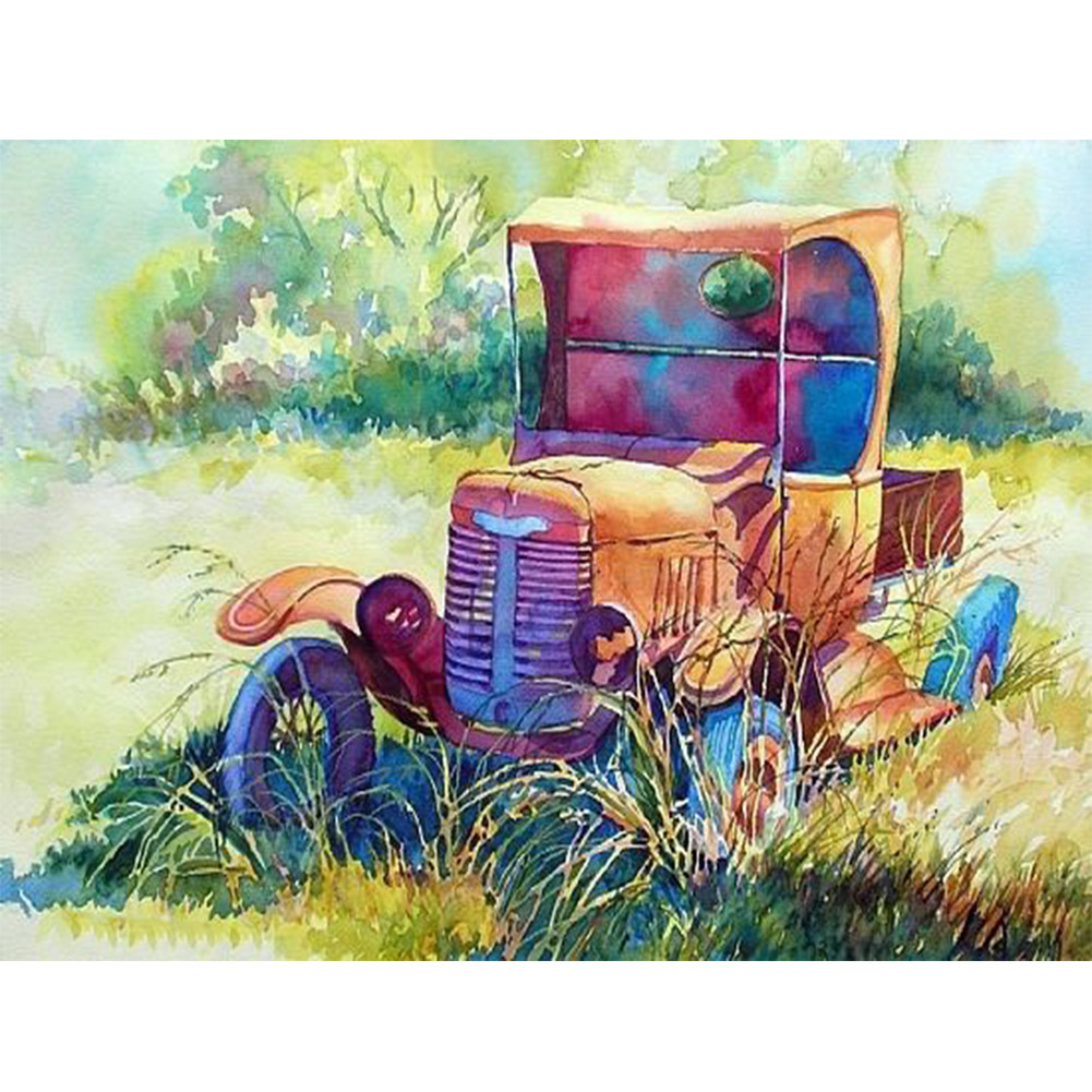 (DB5642) Full Drill Round Diamond Resin Retro car Painting Kit DIY 5D(WT560 ) 30x40cm