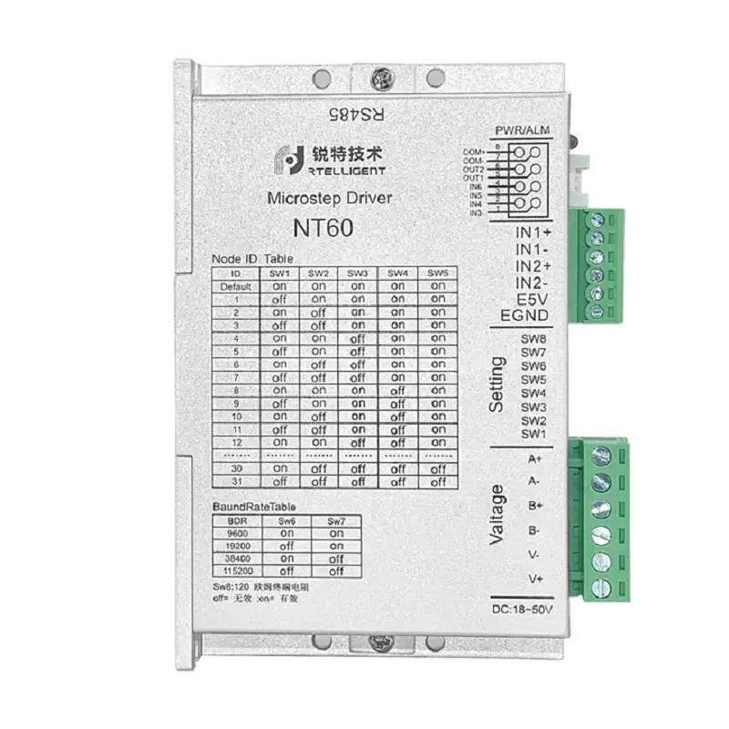 Nema24 NT60 ประสิทธิภาพสูง RS485 modbus stepper driver สําหรับ 3C อุปกรณ์อิเล็กทรอนิกส์ Micro Step C