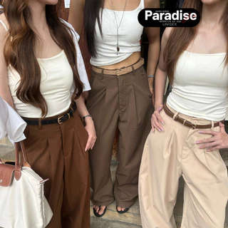 Paradise | XS-2XL - Office Look Barrel Suit | กางเกงผ้าซูททรงบาเรล ขากว้าง เอวสูง ทรงสวย ใส่สบาย เหมาะสำหรับใส่ทำงาน