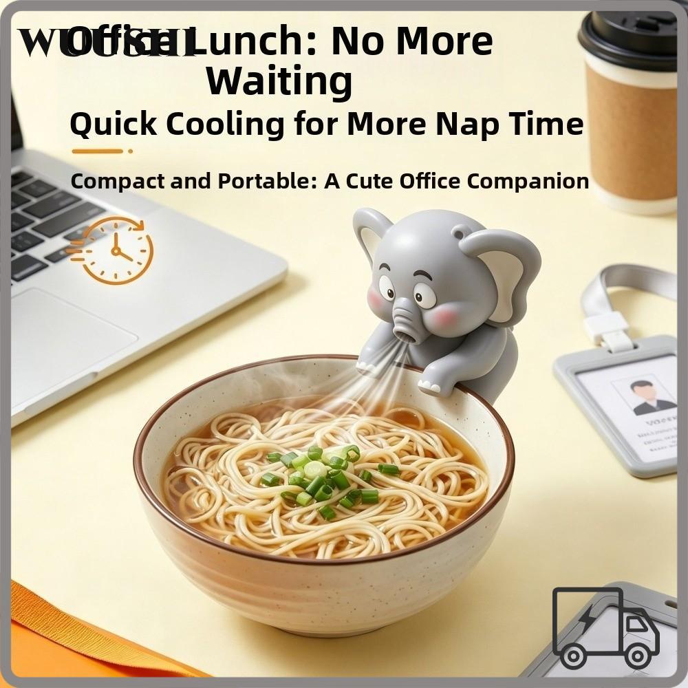 WUSHI Elephant Animal Fans Coffee Chiller, 3 ความเร็ว Mini Clip-On Mini Food Cooling Fan, พร้อมเชือก
