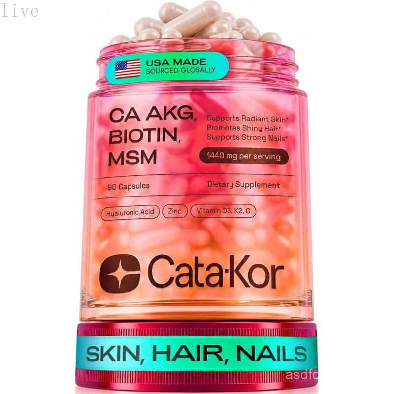 Cata-Kor Hair Skin and Nails วิตามินสําหรับผู้หญิง – อาหารเสริมผมคอลลาเจนไบโอติน | กรดไฮยาลูโรนิก | 