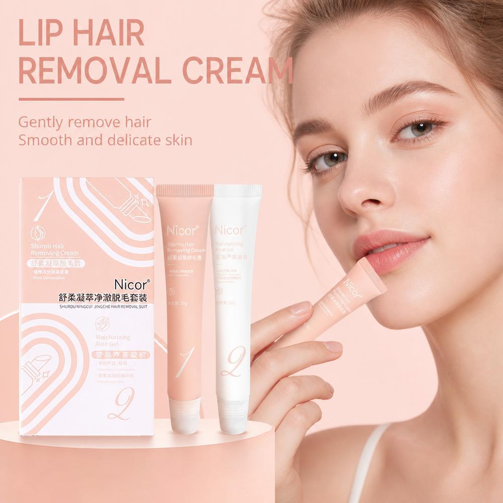 Nicor Lip ครีมกําจัดขนสําหรับผู้ชายผู้หญิง Gentle Face Upper Lip Hair Remover สําหรับ Peach Fuzz