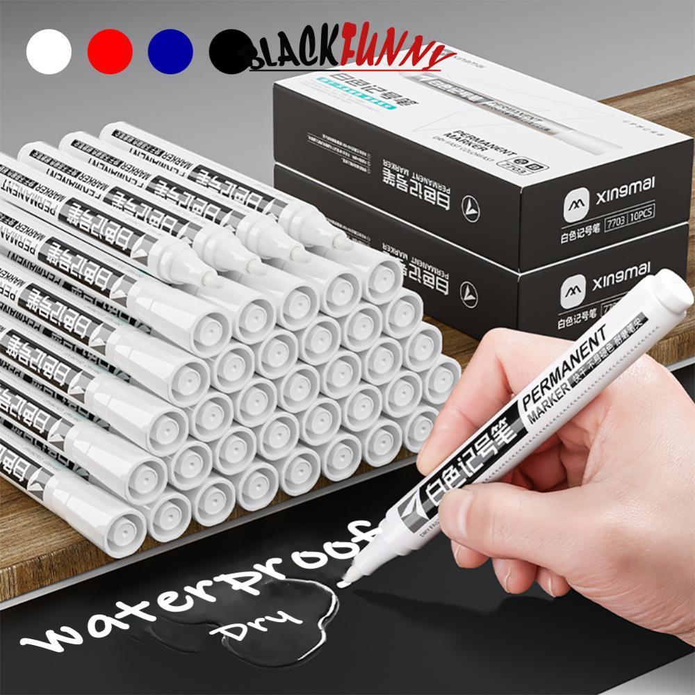 BLACKFUNNY 1 PC สีขาวสีดําสีแดง Marker ปากกา 2.0 มม.มันกันน้ําปากกาสีสําหรับขนสัตว์ Canva ยางแก้ว Ro
