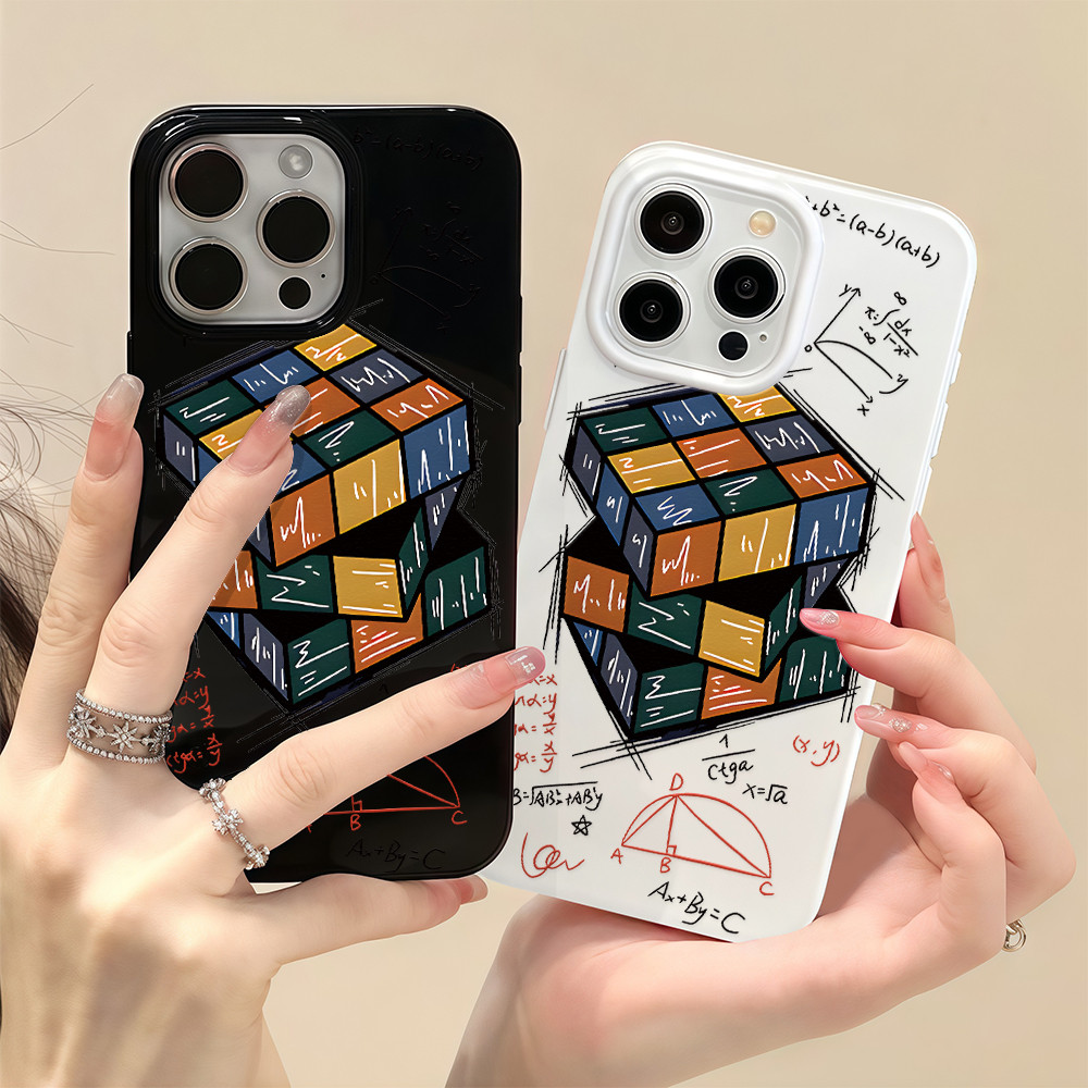 เคสไอโฟน เจลลี่ TPU สำหรับiPhone 17 16 15 14 13 12 11 Pro Max X XR XSMAX ลายลูกบาศก์รูบิค สูตรคณิตศา