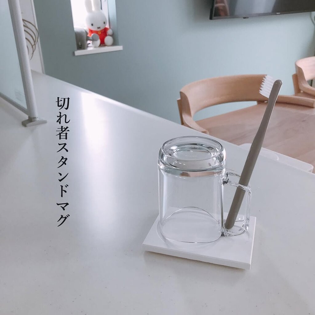 Omocha | Like it แก้วแปรงฟัน Mug & Tray พร้อมที่วางแปรงสีฟัน มีถาดซับน้ำ แก้วใส มินิมอล Made in Japan