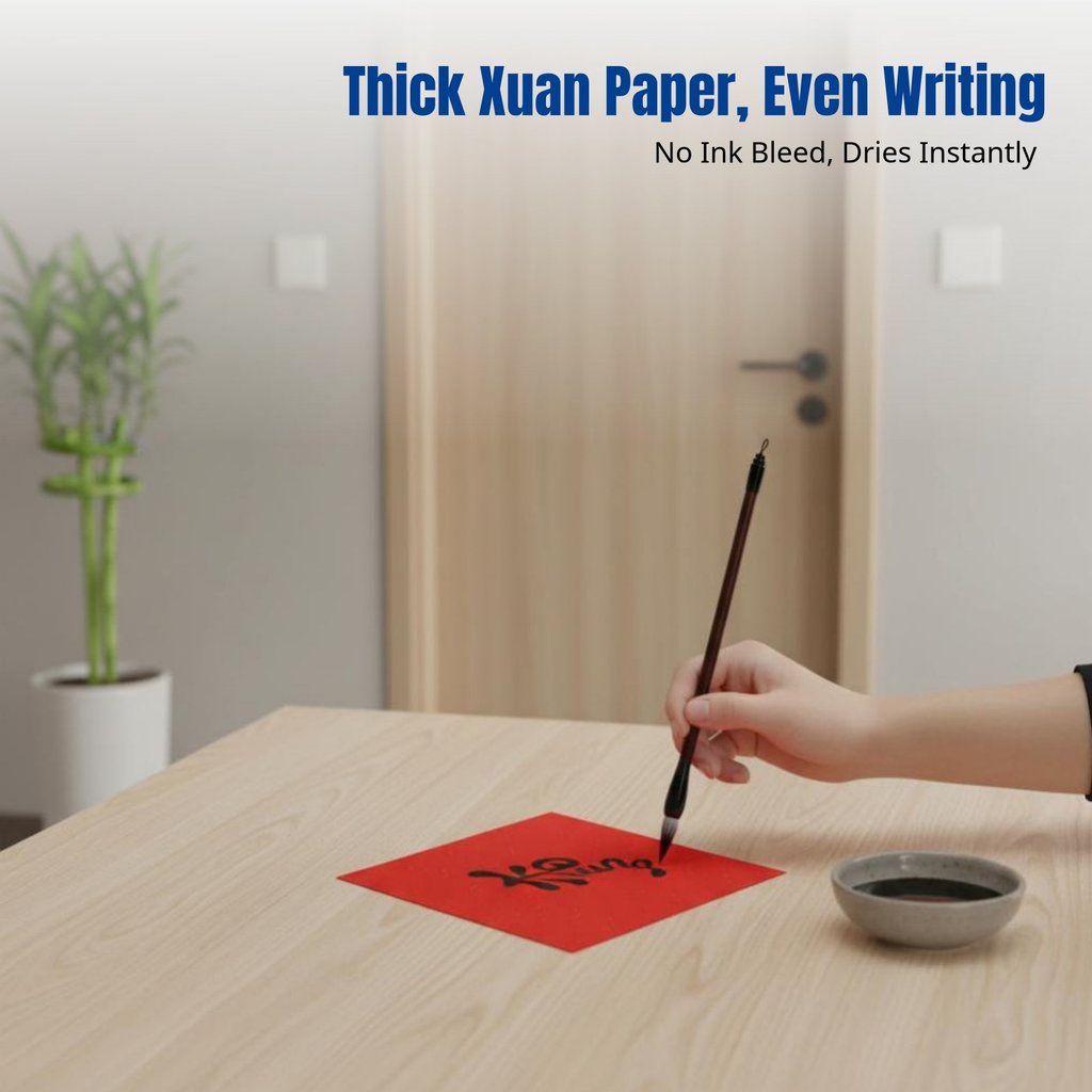 Blank Xuan Paper Festive Couplets, Fu Character, Wax-Dyed Red Square, Door Paste