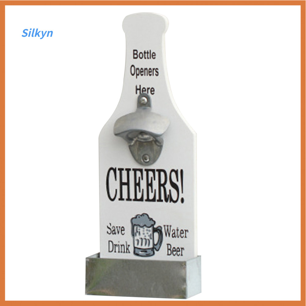 Silkyn ไม้แขวนที่เปิดขวด Vintage Cap Remover ร้านอาหาร Wall Plaque Decor