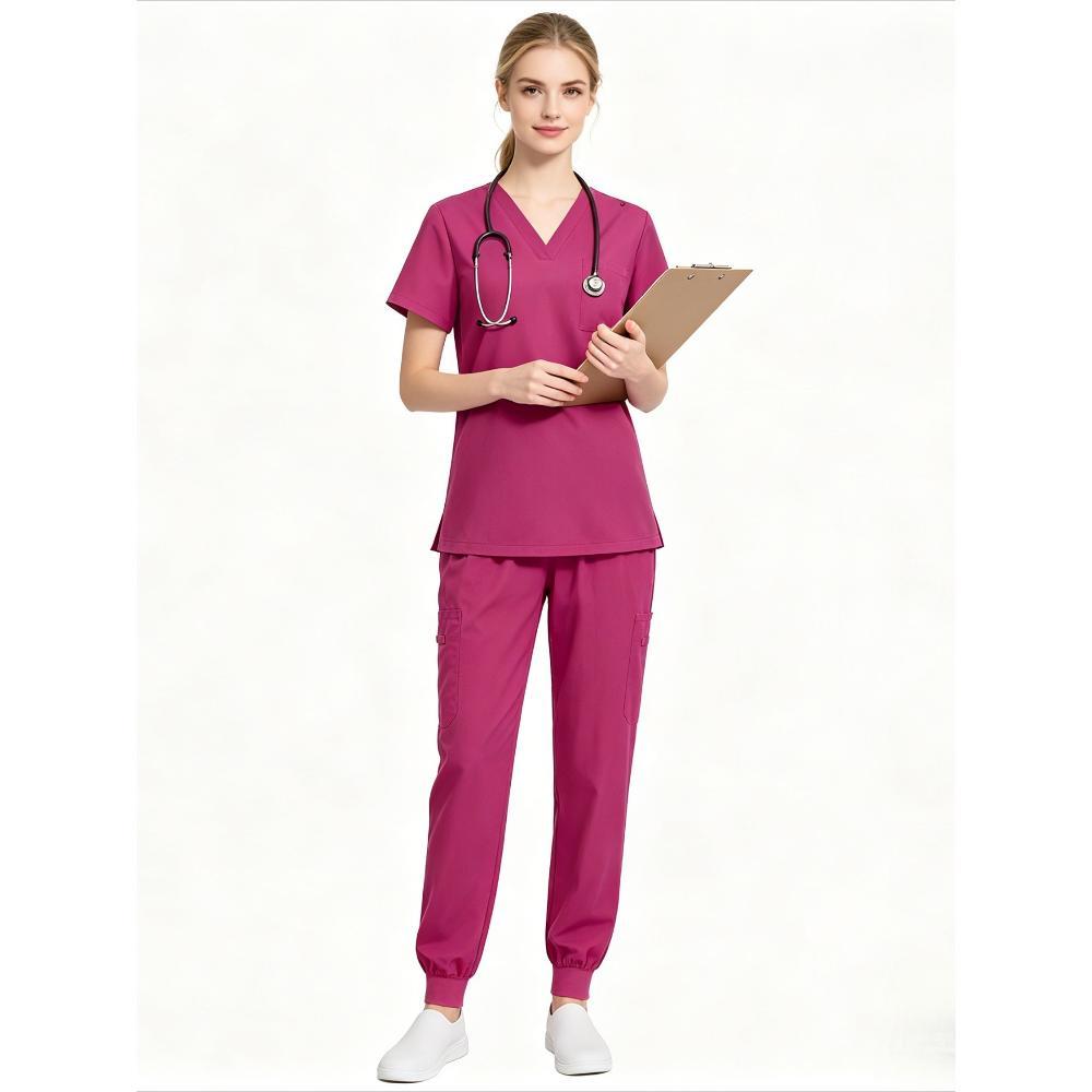 ผู้หญิง D-ental Clinic พิเศษขัดชุด V คอแปรง 2 ชิ้น Jogger ชุดขายร้อนพยาบาล Workwear