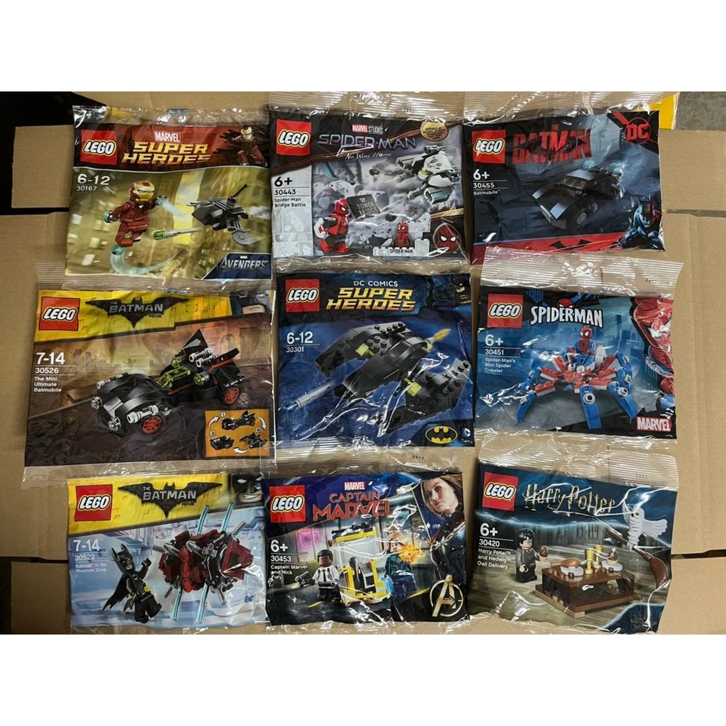 Lego 30452 Harry Potterman 30455 แพ็คเกจ 3056 Iron Man 30652 Spiderman 30301
