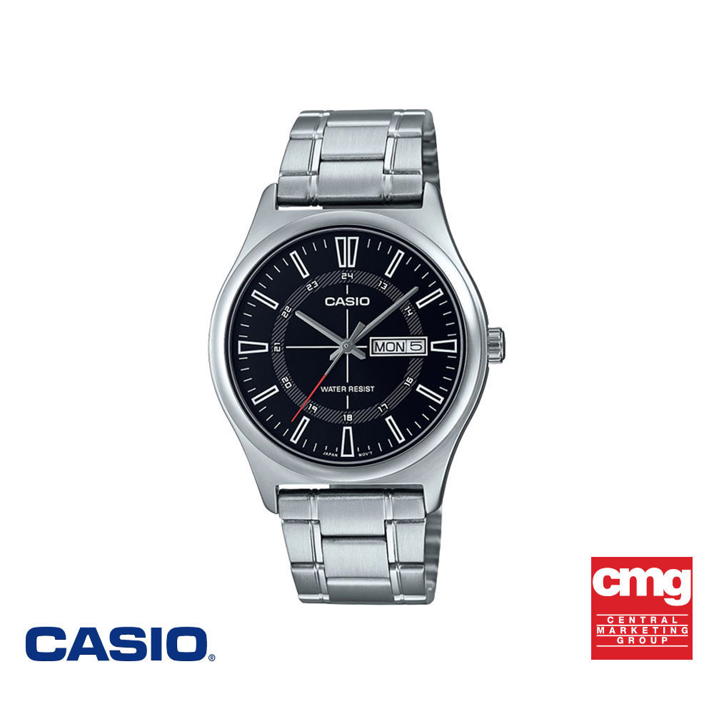 CASIO นาฬิกาข้อมือ CASIO รุ่น MTP-V006D-1CUDF วัสดุสเตนเลสสตีล สีดำ