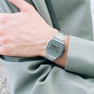 CASIO นาฬิกาข้อมือ CASIO รุ่น A168WA-3AYDF วัสดุสเตนเลสสตีล สีเขียว