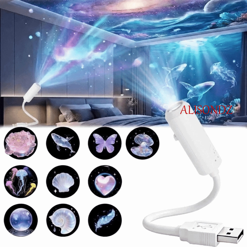 ALISONDZ Star Projector, USB Powered ใช้งานง่าย Galaxy Projector, ภาพคมชัดแบบพกพาเปลี่ยนได้ High-def