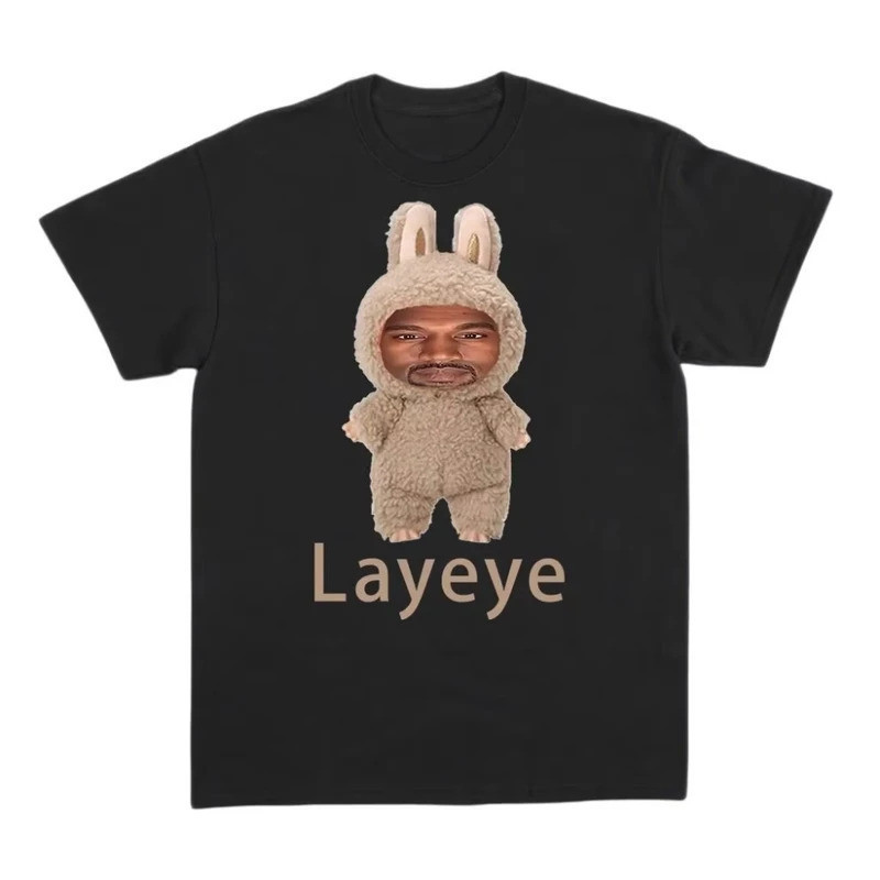 เสื้อยืด Layeye ของ Kanye West สไตล์ฮาราจูกุ เสื้อยืดพิมพ์ลายแขนสั้นสำหรับผู้ชายและผู้หญิง เสื้อยืดย