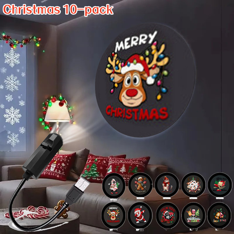คริสต์มาส 5V USB Night Light LED โปรเจคเตอร์ 10 โหมดรูปแบบสลับ Ambion Projection สําหรับ Santa Claus