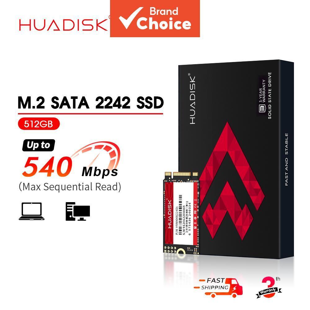 HUADISK M2 SATA 2242 512GB SSD สําหรับแล็ปท็อป ฮาร์ดดิสก์แบบภายใน SATA3 6Gbps NGFF โซลิดสเตตไดรฟ์ สํ