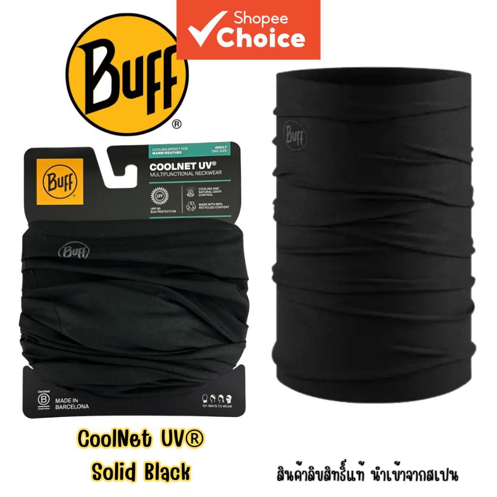 Buff Coolnet UV + Solid Black Balaclava Mask UPF50 Sun Block Polygiene Anti Odor สําหรับตกปลา Camping กลางแจ้ง