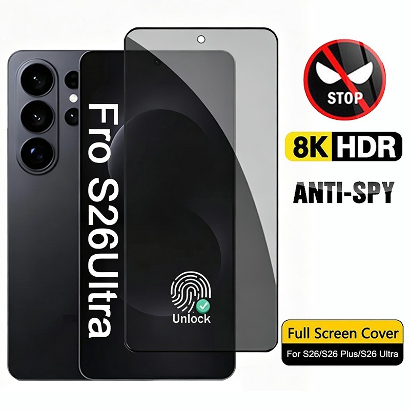 SAMSUNG สําหรับ Samsung Galaxy S26 S25 S24 S23 S22 S21 S20 S10 S9 S8 Plus S26 Ultra S25 Edge S10 Lite S26FE S25FE S24FE S23FE S21FE S20FE S10E Note 20 Ultra 10 Plus 9 8 Anti-Spy ป้องกันหน้าจอความเป็นส่วนตัวคลุมทั้งหมด