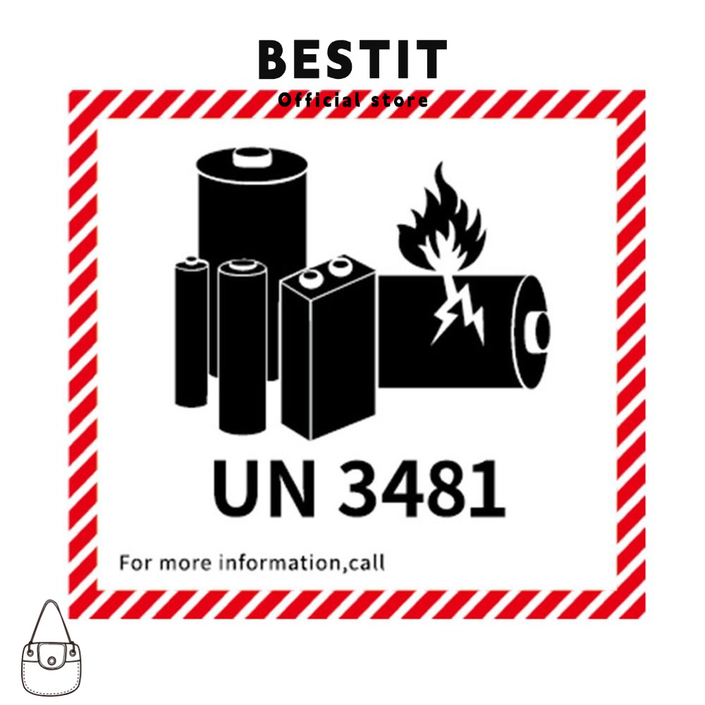 BESTIT ฉลากไฟแบตเตอรี่, แผ่นทองแดงกาวลิเธียมขนส่งฉลากแบตเตอรี่ลิเธียม, UN3481 สีแดง 4.7 "x 4.3" สําน