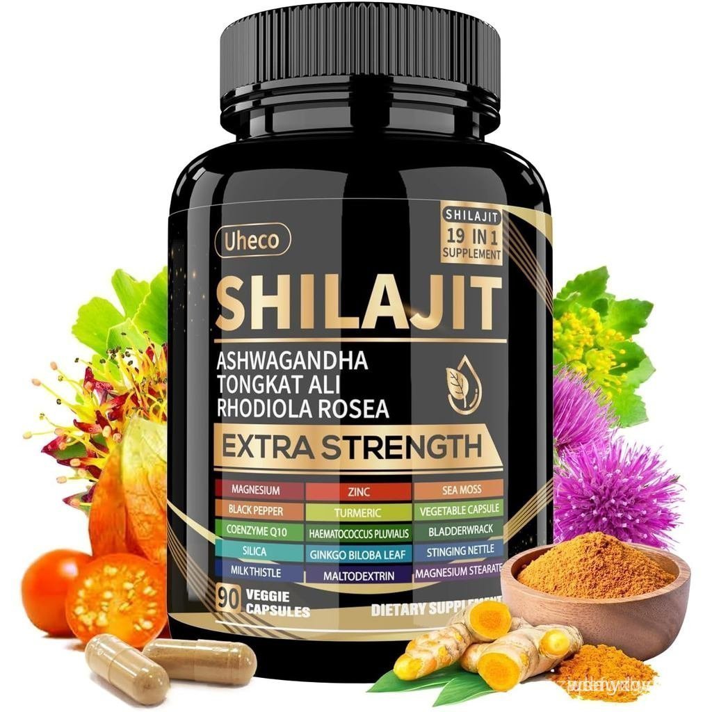 Shilajit with Sea Moss, Ashwagandha, Tongkat Ali - Shilajit Pure Himalayan Organic Fulvic Acid Capsu