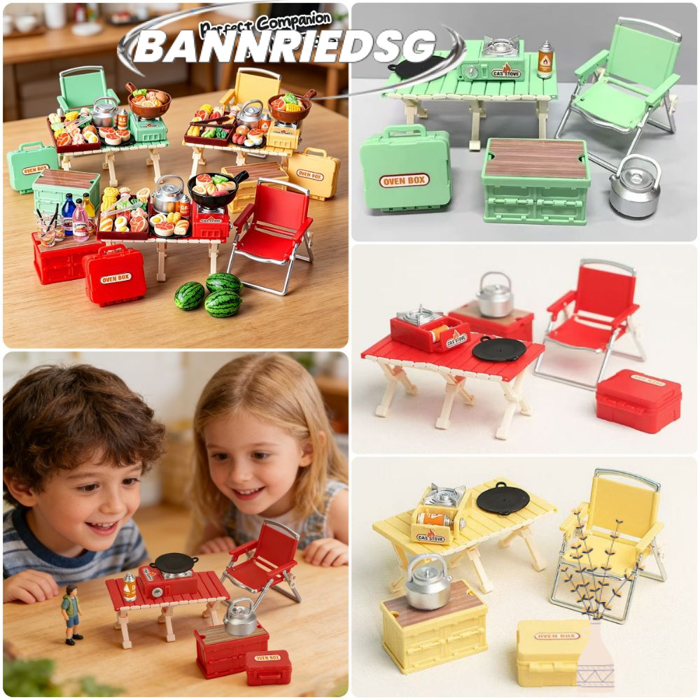 BANNRIEDSG989YR ชุดแคมป์ปิ้งขนาดเล็ก, Micro Landscape Fairy Garden Mini Camping เก้าอี้ชุด, Creative