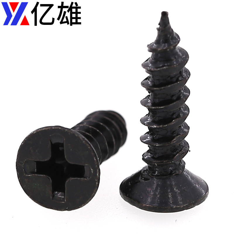 KA เหล็กชุบสีดําชุบสังกะสีสี Cross Countersunk หัวสกรูแตะตัวเองหัวแบนสกรูไม้ M2M2.3 M2.6 M3M3.5 M4M5