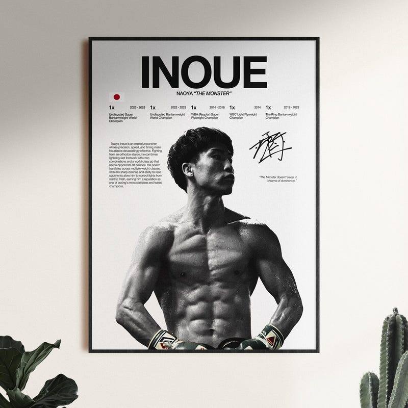 Naoya Inoue โปสเตอร์มวยผนังพิมพ์กีฬาพิมพ์โปสเตอร์นักมวยญี่ปุ่น Boxer Gym โปสเตอร์มวย Room Decor มวยพ