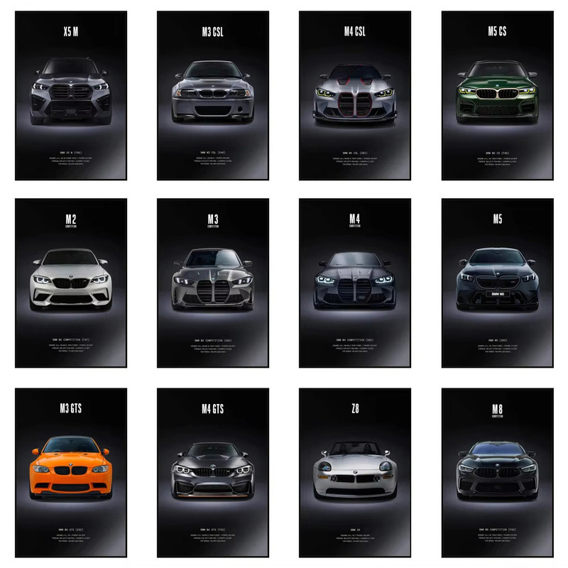 Supercar M3 Gts E92 Automotive Wall Art Posters Classic Luxury Car G80 Z8 Canvas Prints Painting Dec