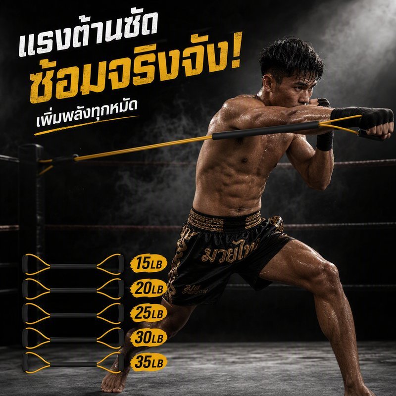 ยางยืดฝึกชกมวยไทย แรงต้านสูง สายดึงออกกำลังกาย ฝึกมวย MMA คาราเต้ พกพาง่าย