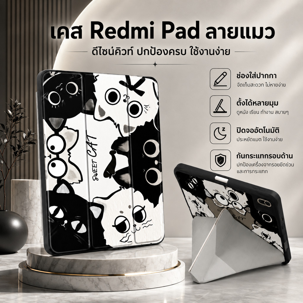เคส iPad / Xiaomi แกน Y กันกระแทก พับตั้งได้ มีช่องใส่ปากกา สำหรับ iPad 9.7/11 นิ้ว Mi Pad 6/7 Pro เ