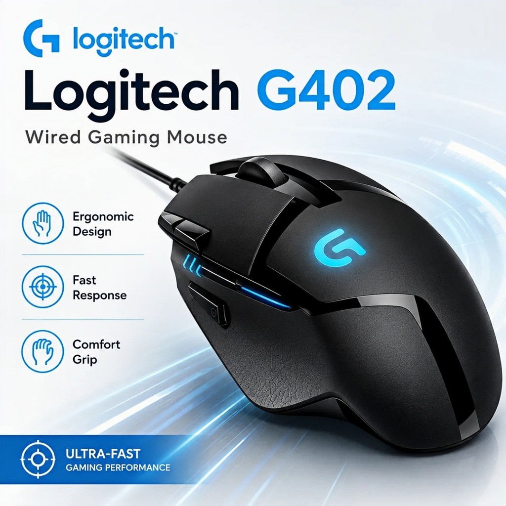 เมาส์สําหรับเล่นเกม Logitech G402 ระดับมืออาชีพ 20M คลิก 8 ปุ่มตั้งโปรแกรมได้กันลื่นสําหรับเกมกลยุทธ