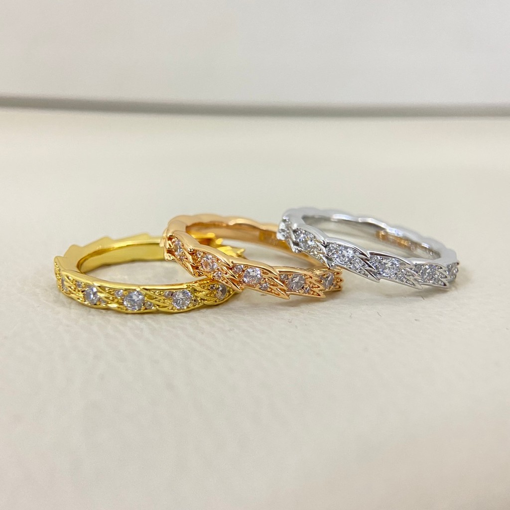 TIFFANY & CO ทิฟฟานี่แอนด์โค Band แหวนฝังหินเพทายประกายสุภาพสตรีแฟชั่นแหวนนิ้วมือ Luxury Designer เค