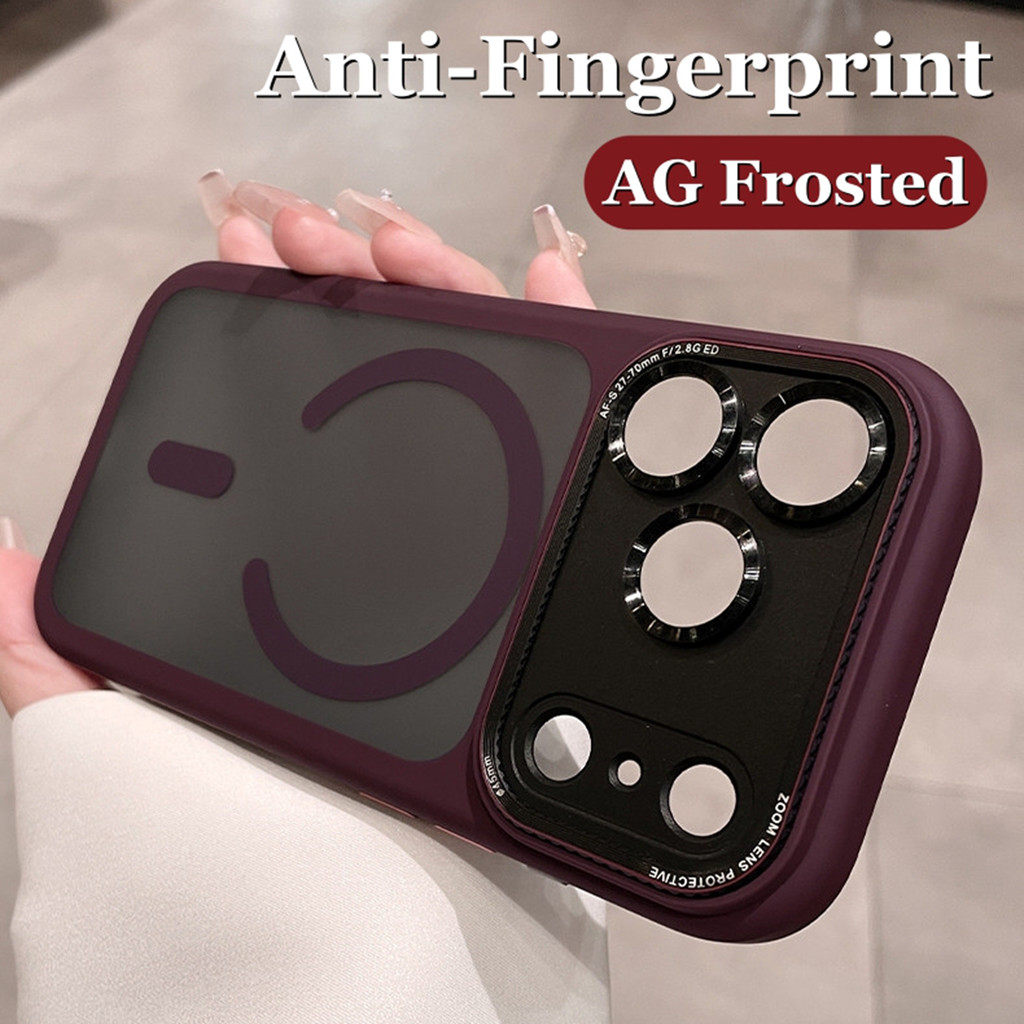 พรีเมี่ยม AG Frosted Burgundy เคสโทรศัพท์สําหรับ IPhone 18 Pro Max 14 15 16 17 Pro Max Matte ปลอกป้องกันลายนิ้วมือฝาครอบกันกระแทก
