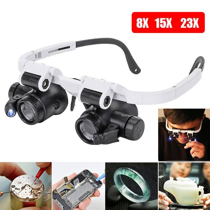 G&Y 2022 8X/23X Double Eye LED โคมไฟแว่นขยายแว่นตาแว่นขยาย Loupe