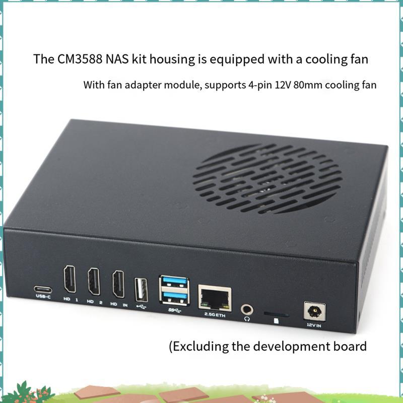 Uejfrdkuwg CM3588 NAS ชุดโลหะอลูมิเนียมสําหรับ RK3588 CPU Board Coolling พัดลม RTC แบตเตอรี่ฮีทซิงค์