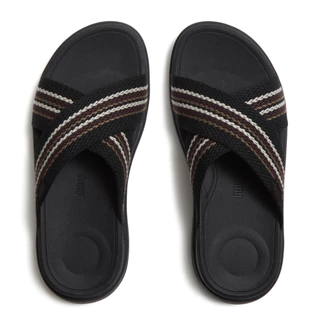 FITFLOP F-MODE GO STRIPY-WEAVE CROSS S รองเท้าแตะผู้ชาย รุ่น A1S-231 สี BLACK