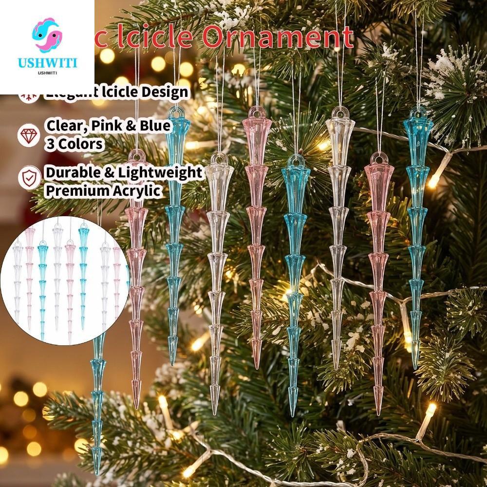 MLINX 12 ชิ้นต้นคริสต์มาส Icicle ตกแต่ง, Shatterproof อะคริลิคโปร่งใส Icicle คริสต์มาสเครื่องประดับ,