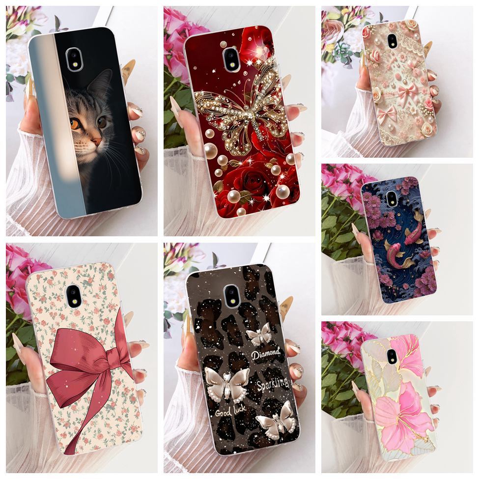 Clear สําหรับ Samsung J3 2017 SM-J330FN SM-J330N สําหรับ Samsung Galaxy J3 2017 ปลอกน่ารักหรูหราดอกไ