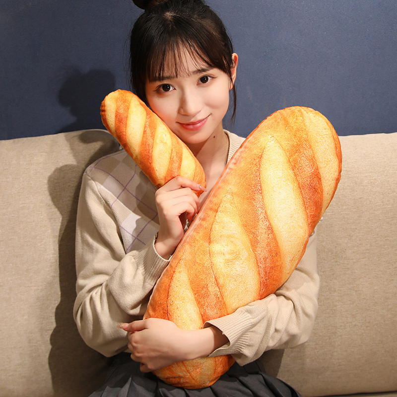 ตุ๊กตาน่ารักจําลองขนมปังหมอนเบาะเตียงยาวเบาะหลังตุ๊กตา Baguette Toasted Bread Doll