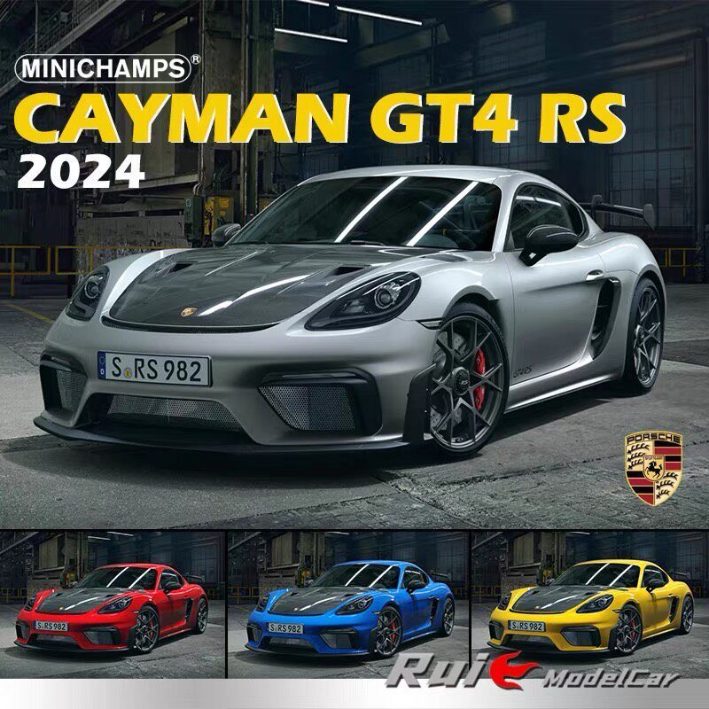 Mini Cut 1: 18 Porsche CAYMAN GT4 RS จําลองโลหะผสมโลหะรถยนต์