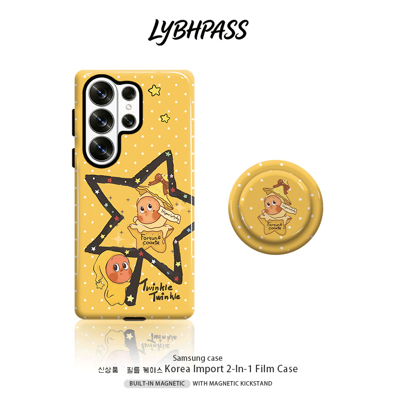 เคสซัมซุง+แม่เหล็ก Griptok MagSafe การ์ตูน น่ารัก ทวิงเกิ้ล ลายดาว จุดขาว 2ชั้น เคส Samsung galaxy s20/s21/s22/s23/s24/s25/s26 fe plsu egde ultra NOTE20 ULTRA 5G 4G เปิดเลนส์ โทรศัพท์ มือถือ case