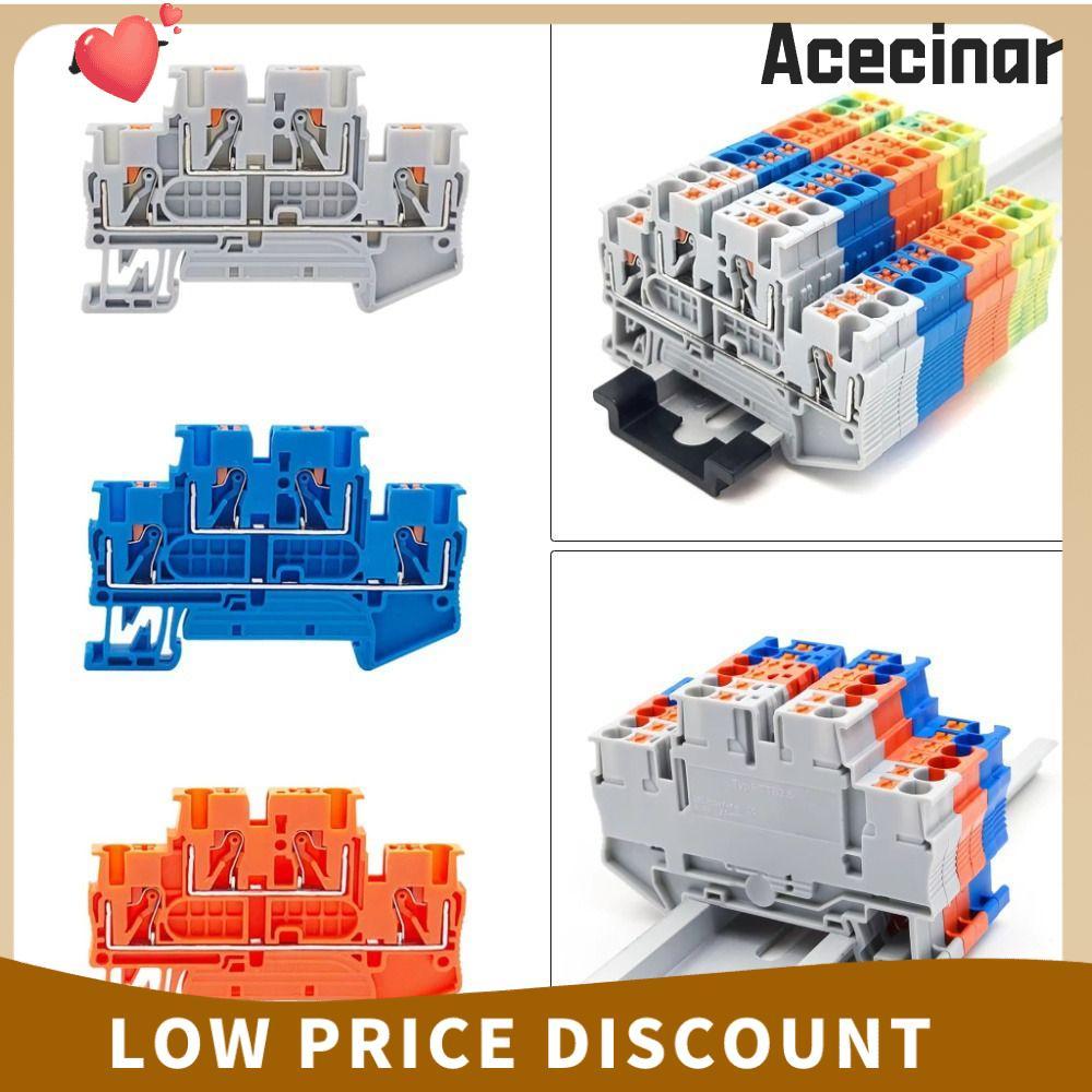 ACECINAR 4 ชิ้น PTTB-2.5 Terminal Block, 2.5mm2 PTTB-2.5 DIN Rail Terminal Block, 2 ใน 2 ออกไนลอน PA