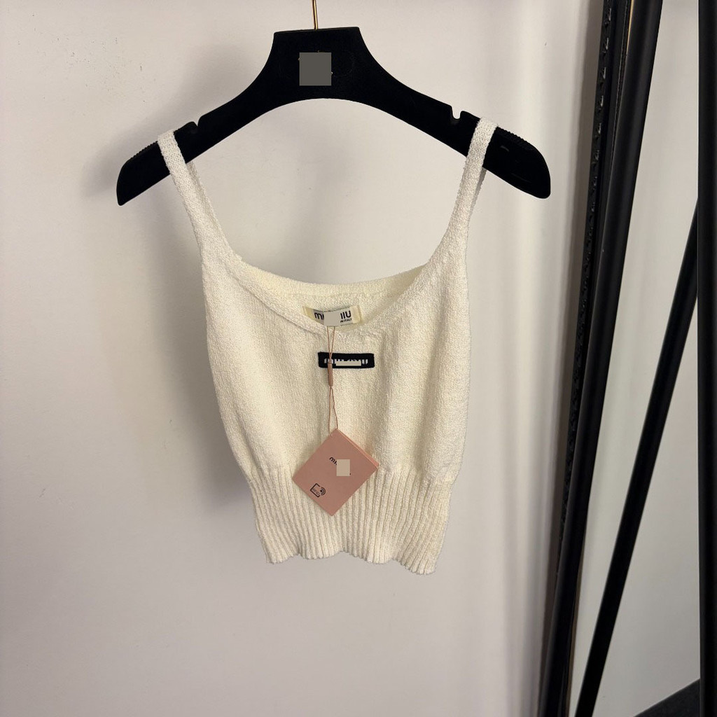 H HABQ M * IU Temperament Sexy Hot Girl Dopamine Wear Style Collar Label Letter Slim-fit Knit Camiso
