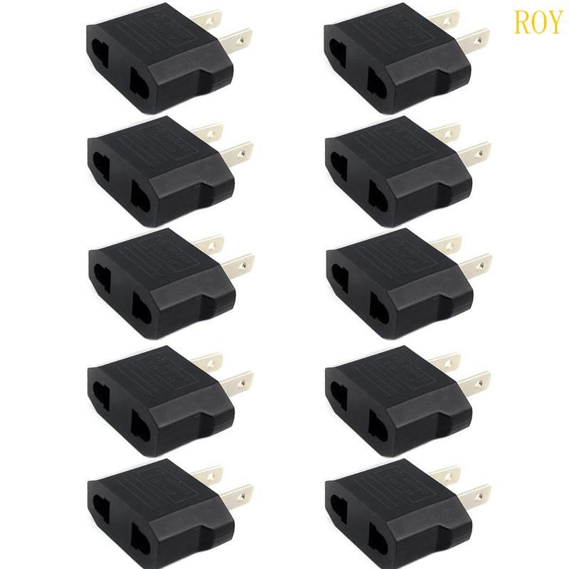 ROY 10 ชิ้น US EU ถึง US Euro Euro Euro Euro Euro Euro Europe Plug Converter Travel Adapter ซ็อกเก็ต