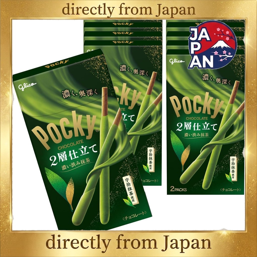 Ezaki Glico Pocky 2-Layer Flavor (Rich Matcha Flavor) - Ezaki Glico Pocky matcha - Snack, Chocolate 