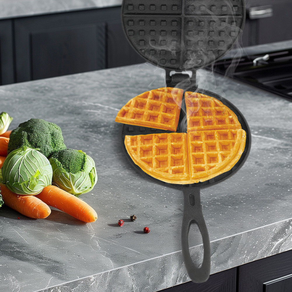 [freestyle01.th] เครื่องทําวาฟเฟิลเหล็ก Pan Non-Stick Waffle Iron Round Waffle Cake Maker