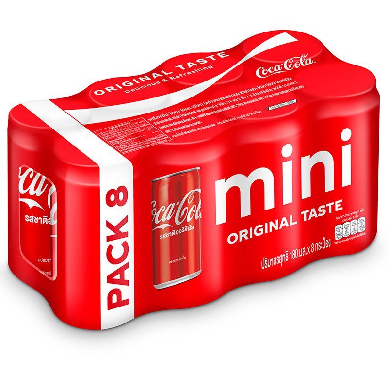 โค้กออริจินัล 180มล. แพค 8 Coke Original 180ml. Pack 8 [หมายเลขบาร์โค้ด 8851959002896 ]