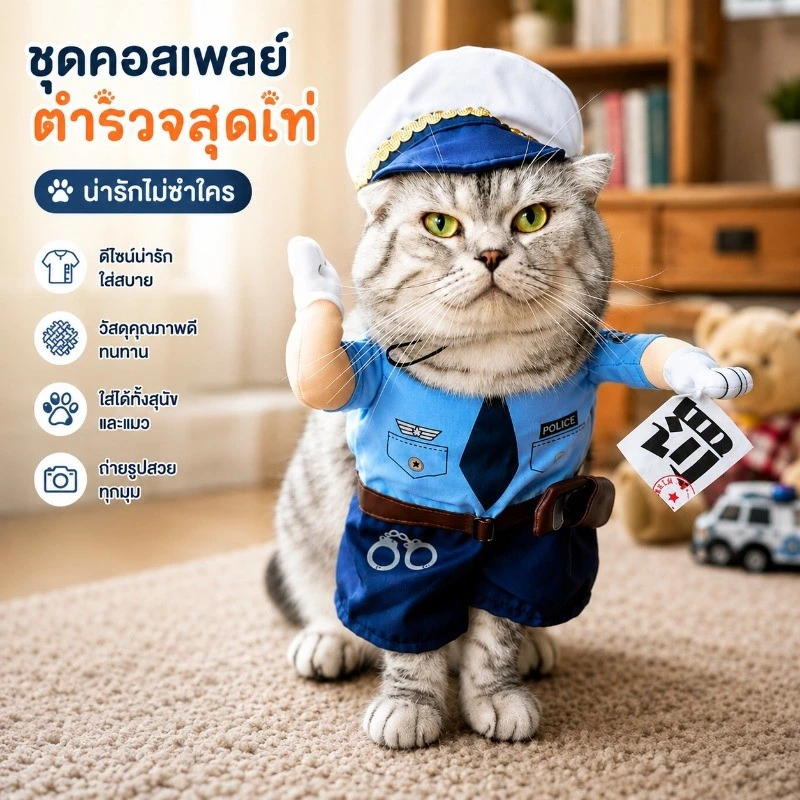 CAT CLUB ชุดแมว เสื้อแมว คอสเพลย์ เสื้อสุนัข ชุดหมาแมว เครื่องแต่งกายสุนัขแมวตลก thumbnail 7