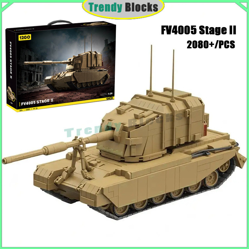 FV4005 Heavy Anti Tank Gun Building Blocks, Creative Vehicle Collectible Decor เด็กผู้ใหญ่ DIY ของเล