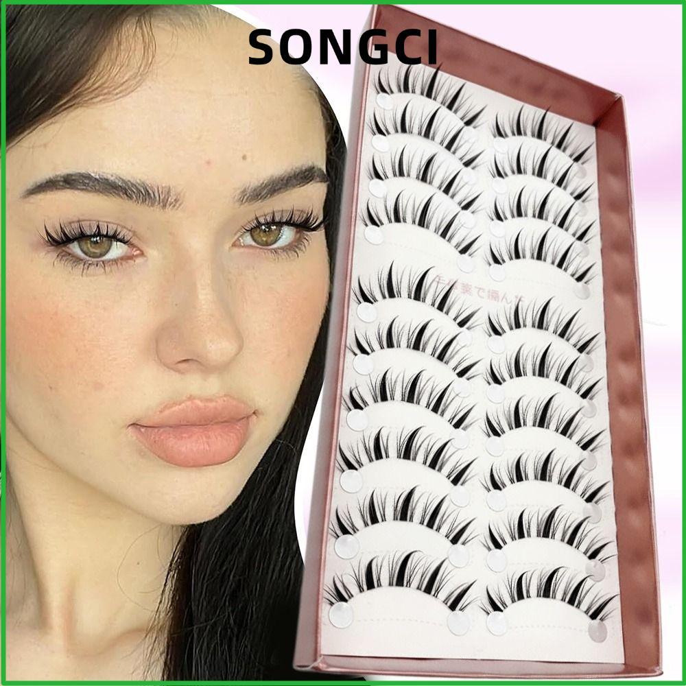 SONGCI Eyes Lashes, Wispy Strip Natural Long Manga Lashes, Hot Anime Soft Fake Lashes Eye Makeup