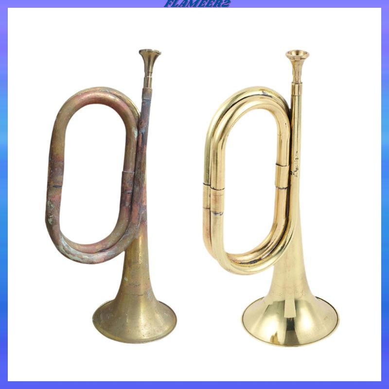 [Flameer2] เครื่องดนตรีทองเหลืองทรัมเป็ต Bugle Cavalry Marching Bugle พร้อมขัดเงาเหมาะสําหรับประสิทธ